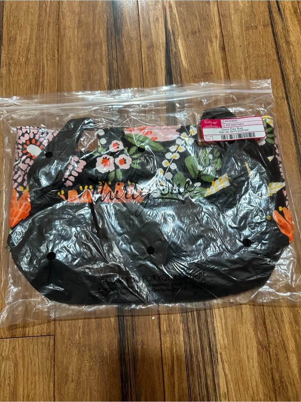 thirty-one Black Tote with Multicolor Floral Accents